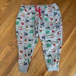 Old Navy Gray Flannel Pajama Pants with Festive Christmas Dog Print
